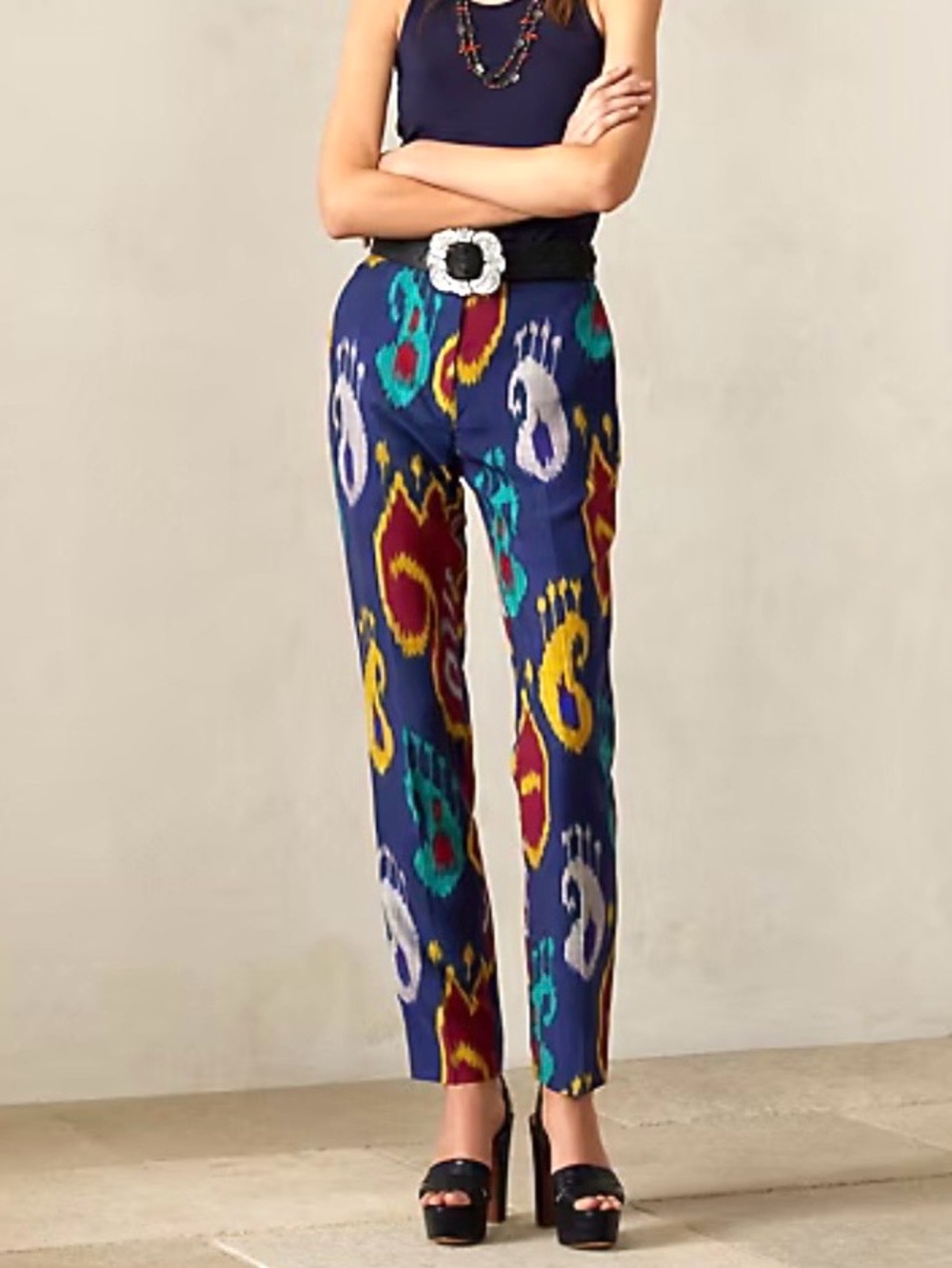 Ralph Lauren Collection Purple Label Simone Silk Ikat Ankle Pants Size 6